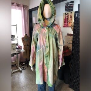 Women's Pastel Multicolor Hooded Trench Coat